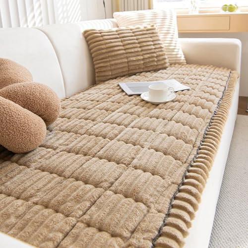 Gluhbirnen Dicke Sofabezug, Sofa Überzug, Universal Couch Decke aus Cord für 2 3 4 Sitzer, Couchschoner, Sofa Überwurfdecke, Anti-Rutsch Couch Überzug, Milchkaffee, 60 * 60CM