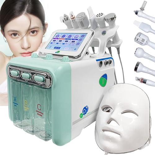 7 In 1 Hydrogen Oxygen Facial Beauty Machine, Small Bubble Face Care Machine with LED mask, For Skin Peeling Rejuvenation Lifting Tightening Deep Cleansing Beauty Device