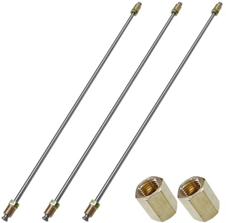 UHANBUT 3PCS 3/16 Brake Line Kit with Fittings, Flexible 16 Long Stainless Steel Brake Lines Tubing with Inverted Double Flares & Standard Tube Nut, Universal Braking Repair Replacement (16 Inch)