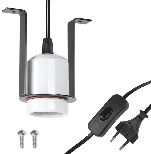 CPROSP Lampsockel Keramik för reptiler värmelampa med hållare, keramisk sockel E27 med 1,5M kabel och strömbrytare, värmelampa sockel terrarium för sköldpadda, bartagamn