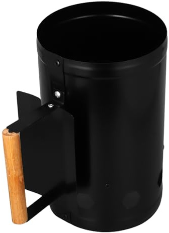 Abaodam Feuerstarter Robustes Anzündkamin für Holzkohlegrill Outdoor Camping Grillzubehör mit Natürlichem Holzgriff Belüftung für Sauerstoffzufuhr Zufällige Farben