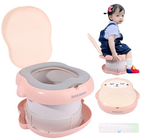 Bebamour Baby potträning toalettsits bärbar potta för småbarn resepotta för pojkar och flickor med potfoder,Pink