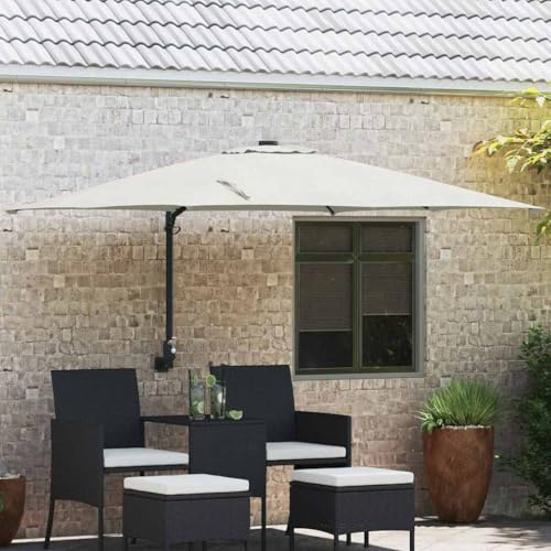 Ombrellone compatto da spiaggia, adatto per valigie, colore beige e nero, 248,5 x 247,5 x 160 cm, per terrazze, balcone, giardino, versatile