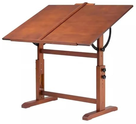 Generisch Holz-Zeichentisch, höhen- und winkelverstellbar, mit neigbarer Tischplatte, T-Quadrat-Lineal, Schreibtisch for Studiomalerei und Kunsthandwerk