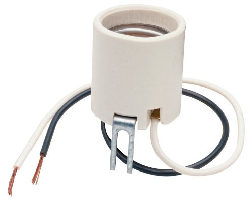 Legrand-Pass & Seymour 8052CC10 660W 250V Medium Base A26 Porcelain Lamp Holder, Bracket Mounted, Whie (1 Count)