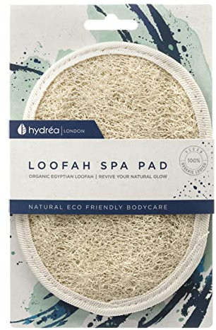 Hydréa London Organic Egyptian Loofah Luxury Exfoliating Body Pad Natural Quality Spa Bodycare for Bath Shower
