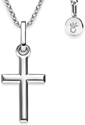 Kreuz Kette Taufkette Mädchen Junge Silber 925, Halskette mit Kreuzanhänger | Kreuzkette klein Baby Kinder, Schmuck Geschenk zur Geburt Taufe Kommunion Taufgeschenk Patenkind, Silberkette Kinderkette