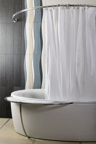 ALU EINTEILIG Duschvorhangstange Bogenstange 140 x 140 Chrom glänzend Oval Stange Eckduschstange ovalstange