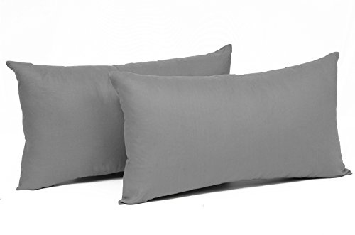 WOLTU 2er Set Kissenbezug 40x60 cm Dunkelgrau Baumwolle, Nur Kissenbezug - Kissenbezüge Kopfkissenbezug mit Reissverschluss,Weicher Sofakissenbezug, Doppelpack Dekokissenbezug