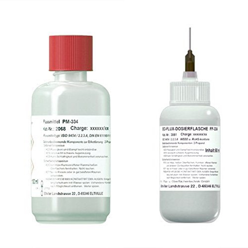 Profi-Set: 250 ml Flussmittel PM-334 + 50 ml in EO-Flux-Dosierflasche FF-334 (No-clean Elektronik-Flussmittel mit 3,0%