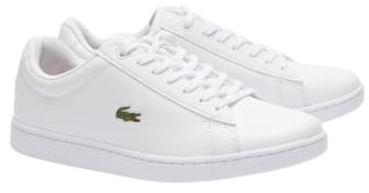 Lacoste Women's Hydez Leather Sneaker, White/Gold, 9