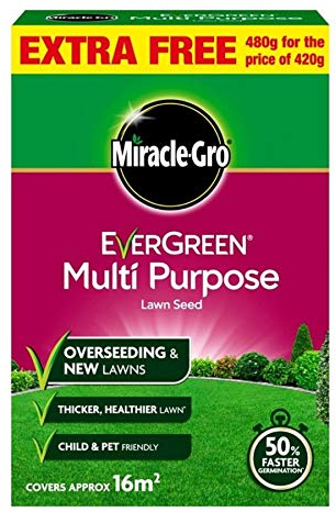 Miracle-GRO Evergreen Multi Purpose Lawn Seed 480g Covers 16m2 Grass Garden Home