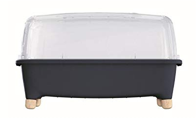 Prosperplast Jardinera baja, con tapa de policarbonato, para proteger tus plantas Prosperplast Respana Planter Wood Low Set de plástico en color Antracita, 43,5 (alto) x 77 (ancho) x 38 (profundo) cms