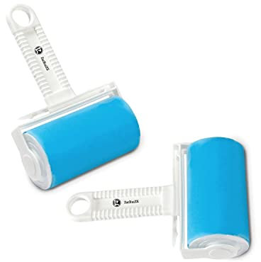 2 Pack Lint Roller, 2-in-1 Fabric Shaver,Pet Hair Remover, Reusable & Portable Lint Remover for Clothes, Furniture, Car, Couch, Sofa, Blue
