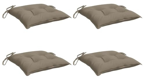 vidaXL Stuhlkissen 4 STK., Sitzkissen mit Bändern, Sitzauflage Outdoor Indoor, Stuhlauflagen Kissen für Gartenstuhl, Taupe 50x50cm Oxford-Gewebe
