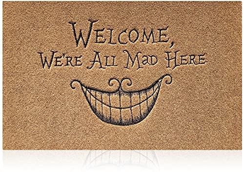 AOAOPQ Funny Door Mats Outdoor Welcome Mats for Front Door with Non Slip Rubber Backing,Heavy Duty Teeth Indoor Doormat for Entrance Hallway Hall Garden Entry Rug Brown