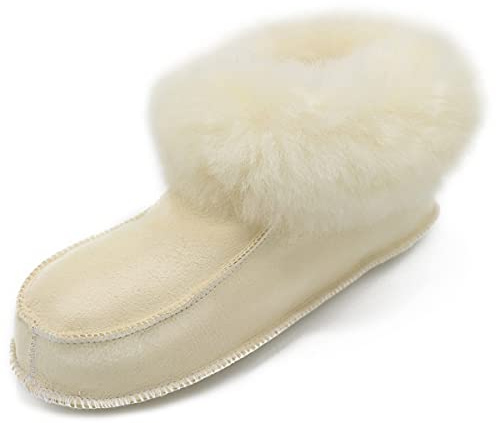 Hollert Lammfell Hausschuhe BETTSCHUHE Sleepy medizinische Gerbung Merino Echtleder Fellschuhe atmungsaktiv