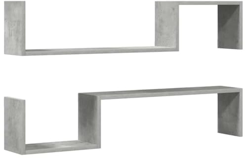 vidaXL Mensole Parete 2pz Grigio Cemento 100x15x20cm Legno Multistrato