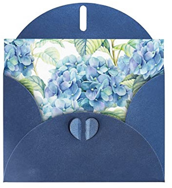 Carte de vœux en papier nacré bleu hortensia de haute qualité, pour carte d'anniversaire, de Saint-Valentin, d'anniversaire de mariage, 10,2 x 15,2 cm.