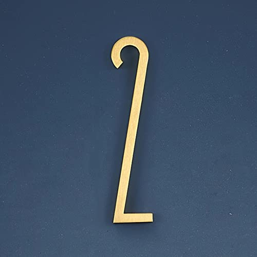 7cm Solid Brass 3D House Plaque Numbers 0-9 Letters A-Z Dash Sign Adhesive Glued Hotel Office Door Number Indoor Mailbox Address Digital Alphabet for Home Outdoor Plates Doorplate Room (2)
