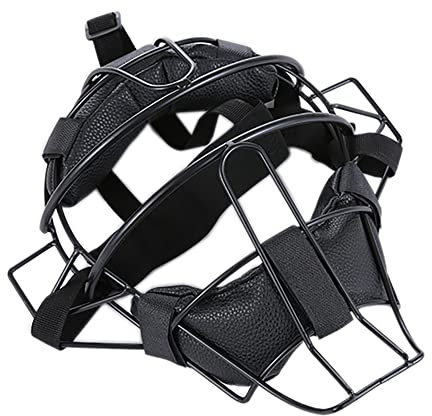 Baseballfänger Helm, Defensive Feldspielermaske mit verstellbarem PU-Leder-Gesichtsschutz für Schiedsrichter und Fänger,