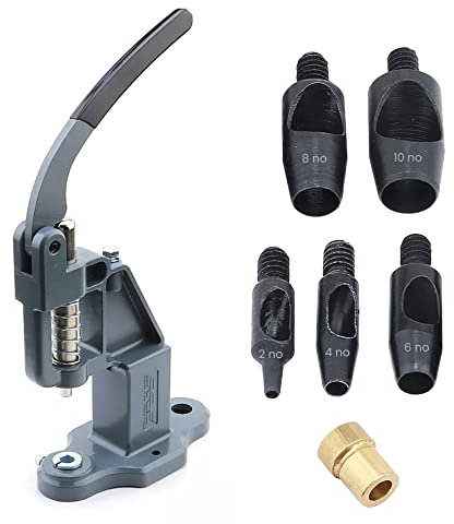 DZNTOOLS Lochstanzer-Set, Pressmaschine und 5 Stück Lochstanzformen für Lederhandwerk, Aluminium, Blau