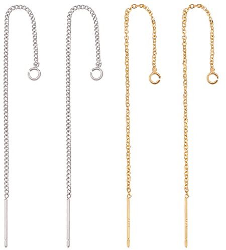 Beebeecraft 12 pz 2 Colori Fili per Orecchie 18K Placcati in Oro e Platino Accessori Filettati per Orecchino con 925 Perni in Argento Sterling e Passante da 3.34 Pollici per La Realizzazione
