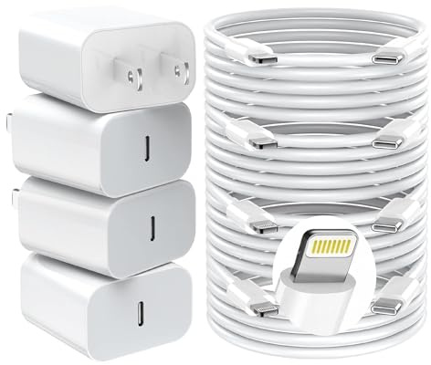 GREPHONE iPhone Charger Fast Charging,20W PD USB C Wall Charger 4 Pack with 6FT Fast Charging Cable - Fast Charger for iPhone 14/14 Pro Max/13/13 Pro/12/12 Pro/11/11 Pro/XS, iPad
