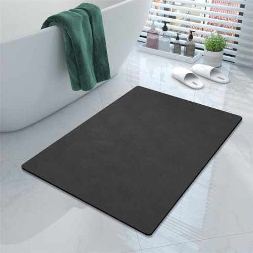 Heeboode Badezimmerteppich, Badematte, FußMatte, Badteppich 100x160cm, Badvorleger, Badematte Badteppich Badvorleger rutschfest Waschbar, Teppich Badezimmer Teppiche, Bathroom Mat, Bath Mat, Schwarz