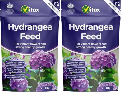 Vitax Hydrangea Feed 1KG (Pack of 2) - Fertilizer for Hydrangea Plants - Magnesium and Iron Boost Flowering - 2 Packs of 1KG Granules