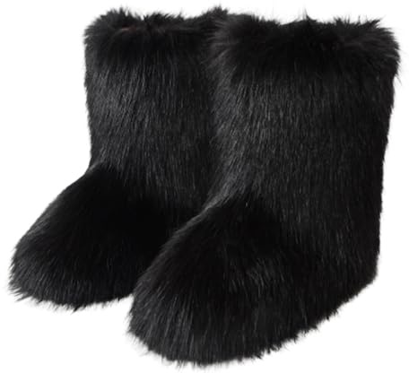 GuyAna Bottes de Neige pour Femmes, Bottes en Fourrure, Bottes d'hiver à Talons Hauts en Fausse Fourrure moelleuses