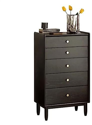 WAOCEO Kommode Schrank Hohe Kommode mit Stauraum, Schlafzimmerkommode aus massivem Holz an der Wand, Kommode aus schwarzem Eschenholz, 5 Schubladen, Kommode for Flur, Eingangsbereich Beistellschrank