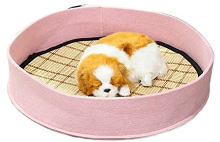 HALAHAI Hundebett Katzenbett Kühlendes Beruhigendes Bett-Filz-Haustier-Bett-Sommer-schlafendes Hunde-Katzen-Bett-Zwinger Für Hunde Katzen Hundekorb Hundesofa (Color : Pink, Size : 50 * 50 * 8CM)
