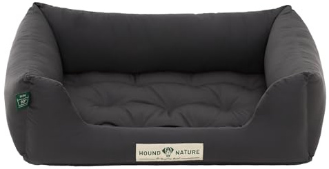 HOUND & NATURE | Orthopädisches Hundebett Zermatt, Hundekörbchen Kleine Hunde mit hohem Rand, Kuscheliges Hundesofa mit Hundekissen waschbar (S - 75x60 cm, Grau)