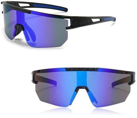 Ruikdly Schnelle Brille Fahrradbrille Herren Polarisierte Sportbrille Damen Sportsonnenbrillen UV400 Schutz Radbrille Laufbrille für Outdoorsport Radfahren Fahren Laufen Golf Rave