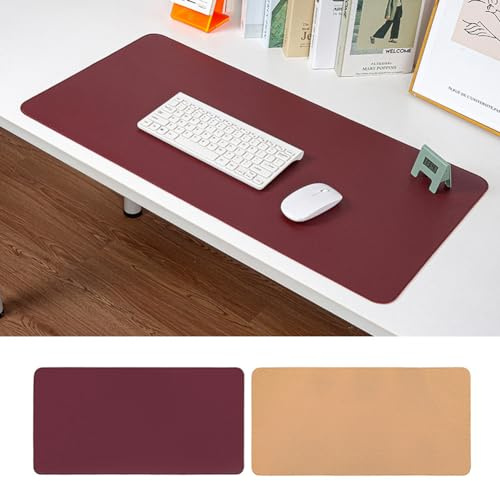 Schreibtischunterlage aus PU-Leder und Kork, doppelseitig, Laptop-Mauspad, wasserdicht, Schreibtischunterlage für Büro, Zuhause, Schule (Rot, 120 x 60 cm)