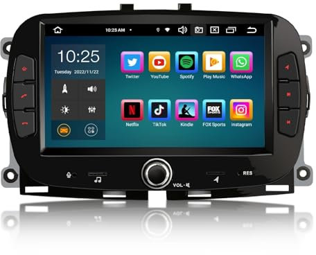 GONFEN 7 Zoll IPS Screen Acht-Kern Android 13 GPS DAB+ Autoradio Für Fiat 500/500C/500S/500E 500 Hybrid mit Navi DSP WiFi OBD2 TPMS DVB-T2 Bluetooth 5.0 Wireless CarPlay Android Auto Canbus 4GB + 64GB