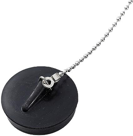 Ablaufstopfen für Waschbecken, mit Kette, 40 mm Durchmesser, geeignet für Küchen- und Badezimmerspülen, Ablaufstopfen für Badezimmer, Abflussstopfen für Küchenspüle, Gummi-Ablaufstopfen, Kettenspüle