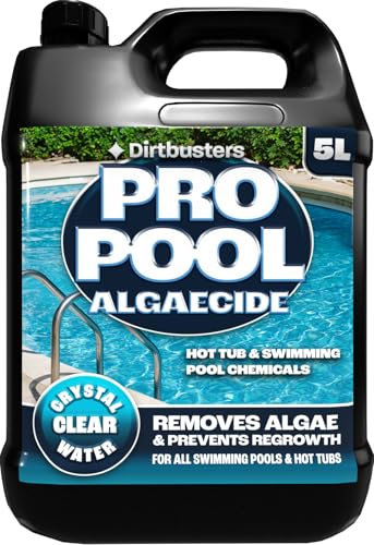 Dirtbusters Pro Pool Algaecide (5L) For Swimming Pools & Hot Tubs Concentrate, Powerful Algae Remover & Prevention Treatment For Clean Crystal Clear Water