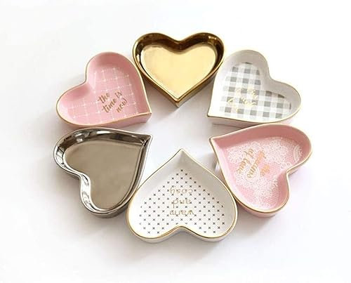 VNNHGB Dipping Bowl,Ceramic Sauce Dishes,6pcs 4-inch Heart-Shaped Ramekin Porcelain Porcelain Sauce Bowl Seasoning Plate Dessert Sushi Cream Dipping Sauce Dish