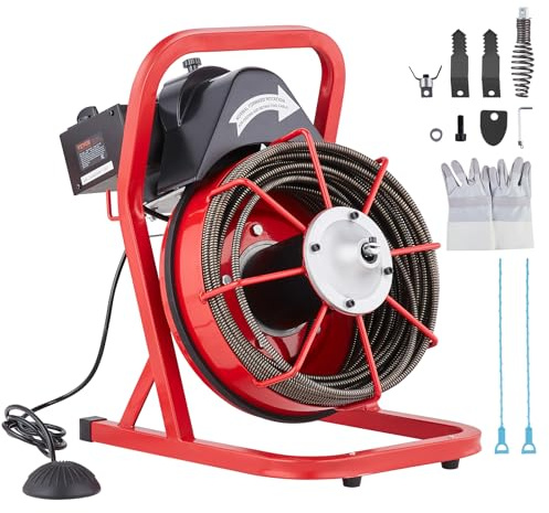VEVOR D101 Desbloqueador de Tuberías Eléctrico, 250 W, 120 V, Red, 545 x 330 x 530 mm