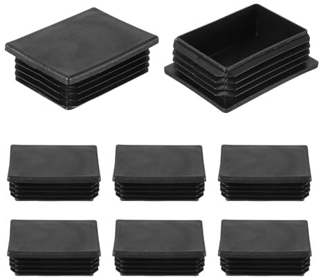 sourcing map 8 Pcs Rectangle Tubing End Caps 3 1/8 x 2 11/32 Inch Plastic Hole Plugs Insert End Cap for Metal Tubing Post Chair Leg Table Bookshelves Furniture, Black