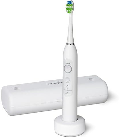 Waterpik Sensonic Spazzolino Elettrico Sonico Ricaricabile per Adulti con 3 Modalità, Custodia da Viaggio, Caricabatterie USB, Bianco, STW-03EU1343