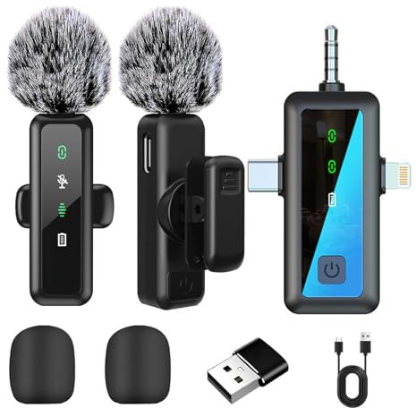 Wireless Lavalier Microphone for iPhone,iPad, Android Phone,Mini Microphone with Noise Reduction and Crystal Sound for Video Recording,YouTube, Vlogging, TikTok