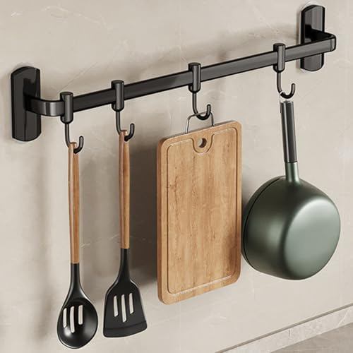 Cammeciso Barra Portautensili Cucina Adesiva,Appendi Mestoli da Cucina,Binario Portautensili Cucina,Gancio da Parete Mobile,Salvaspazio,Multiuso,per Utensili da Cucina,Pentole