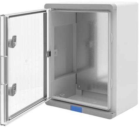 BOXEXPERT® Schaltschrank außen absolut wasserdicht bis 1m Tiefe [ABS Kunststoff IP67 Gehäuse Sichttür] grau (Serie Fleet Pro) 400x300x170mm | Verteilerkasten außen | Industriegehäuse | Leergehäuse