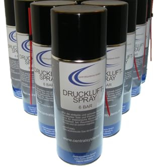 8 Stück Druckluftspray je 400ml mit Sprührohr - Reinigungsspray Druck Luft Sprühdose
