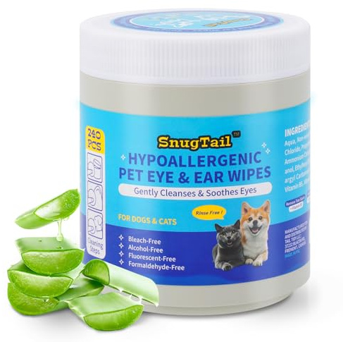 Pet Eye Wipes for Dogs & Cats – 240 Pcs Unscented Tear Stain Remover Wipes,Gentle Cleaning for Eye Discharge, Crust & Debris,Safe for Face, Wrinkles & Grooming,Hypoallergenic Dog & Cat Eye Wipes