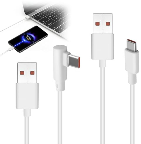 Toaluea 2 Piezas 120W Cable Rápida USB C, 2M 6A Carga Cable para 14 13 12 11 10 Pro/Ultra, Rapida Tipo C Cables para Mi15 Mi14T Mi14 Mi13 Mi12 Mi11 X7 X6 X5 X4 F3, Cables Cargador para Note