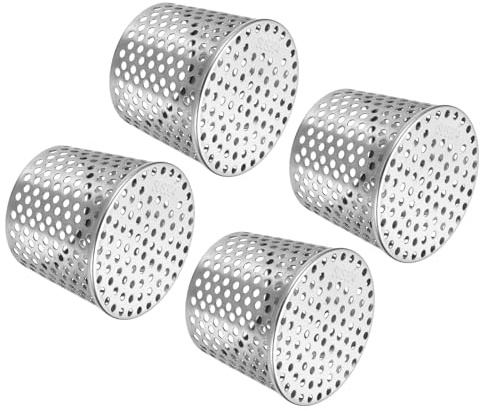 PATIKIL Gutter Guard Filter 4-3.3, 4 Pack 100 x 85 mm PVC Termination Cap Mesh Screen Vent Cover Stainless Steel Conical Exhaust Pipe Cover Guard Filter Strainer for Downspout Silver